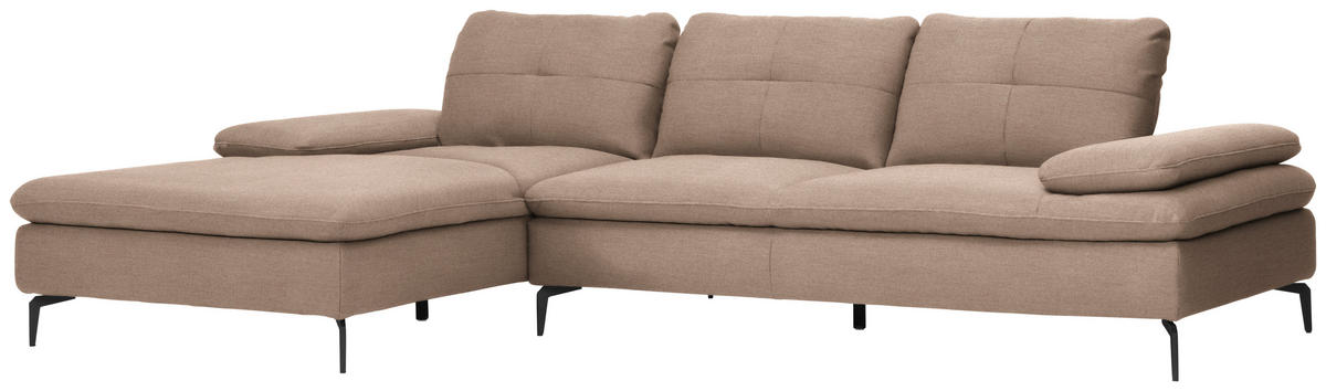 ECKSOFA in Webstoff Taupe  - Taupe/Schwarz, Design, Textil/Metall (179/301cm) - Chilliano