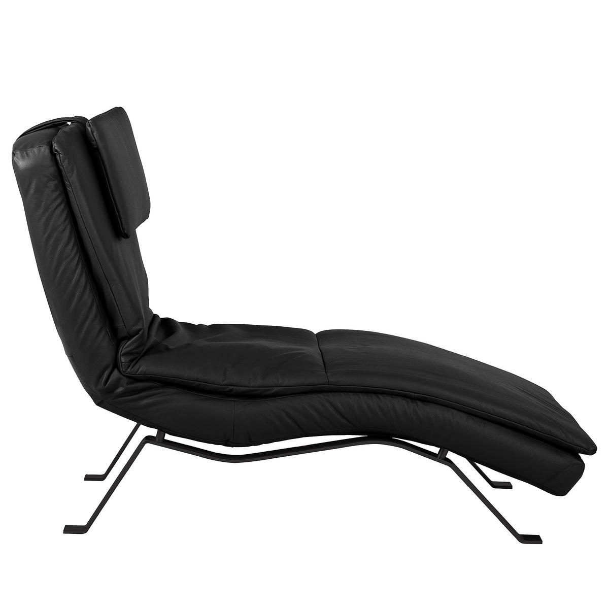 RELAXLIEGE Echtleder Schwarz  - Schwarz, Design, Leder/Metall (65/95/171cm) - Celina Home