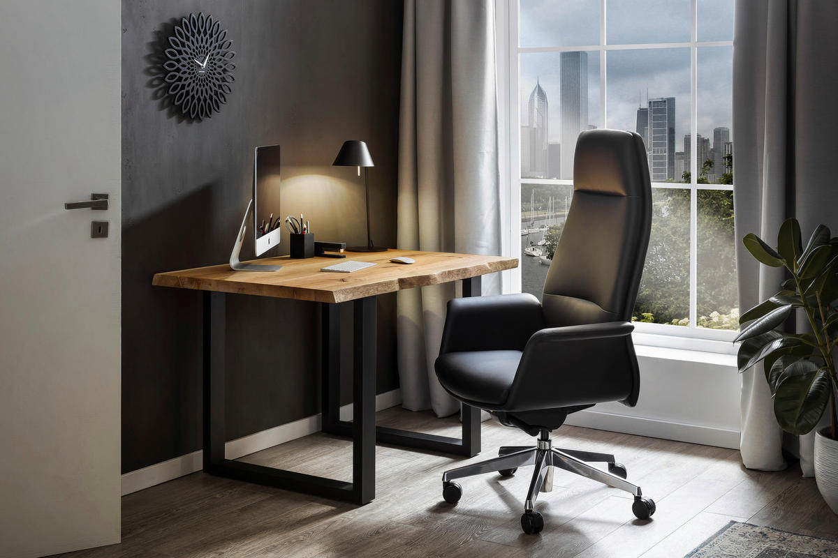 ESSTISCH in Holz 200/100/75 cm  - Schwarz/Naturfarben, MODERN, Holz/Metall (200/100/75cm) - Livetastic