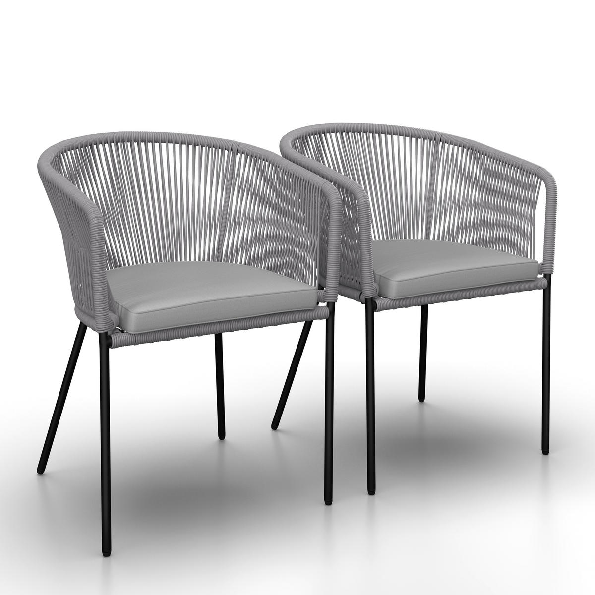 SET STOLICA ZA BAŠTU - svetlosiva/crna, Moderno, metal/tekstil (56/78/59cm) - Bessagi Garden