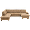 WOHNLANDSCHAFT Braun Mikrofaser  - Eichefarben/Beige, KONVENTIONELL, Holz/Textil (235/316/167cm) - Beldomo System