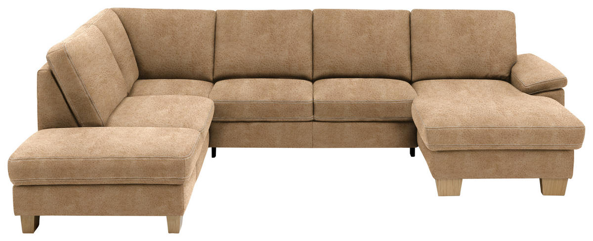 WOHNLANDSCHAFT in Mikrofaser Braun  - Eichefarben/Beige, Konventionell, Holz/Textil (235/316/167cm) - Beldomo System