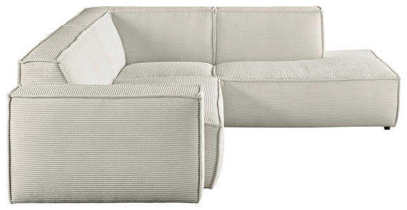 ECKSOFA in Cord Creme  - Creme/Schwarz, KONVENTIONELL, Kunststoff/Textil (254/224cm) - Hom`in