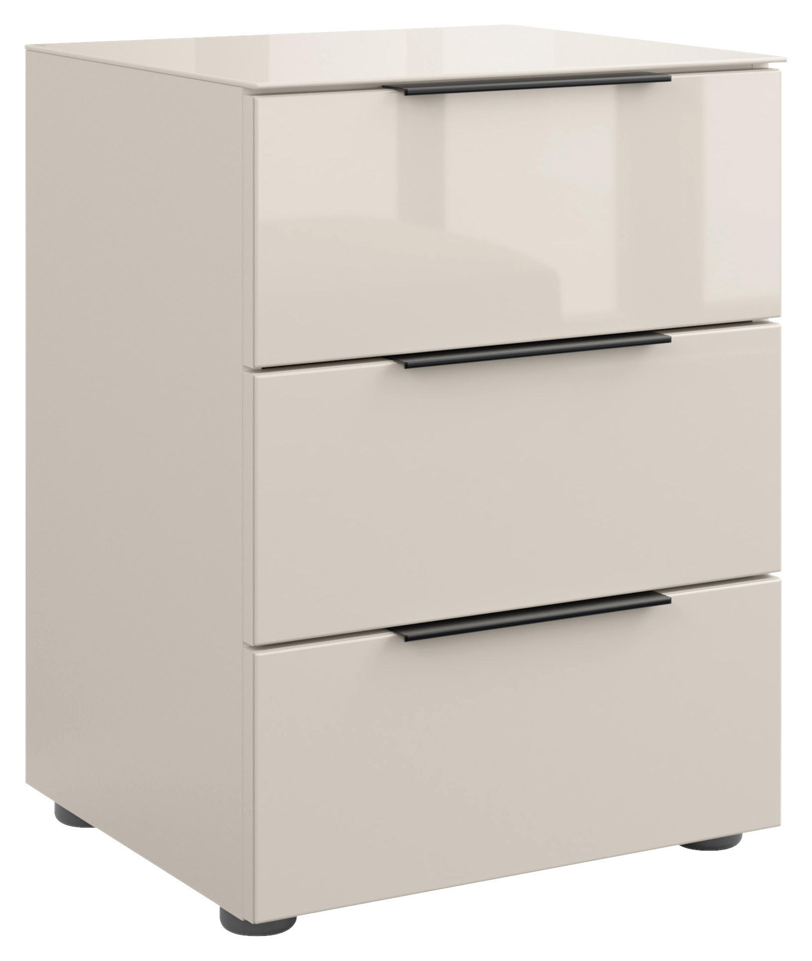 NACHTSCHRANK 45/60/40 cm  - Kaschmir/Schwarz, Basics, Glas/Holzwerkstoff (45/60/40cm)