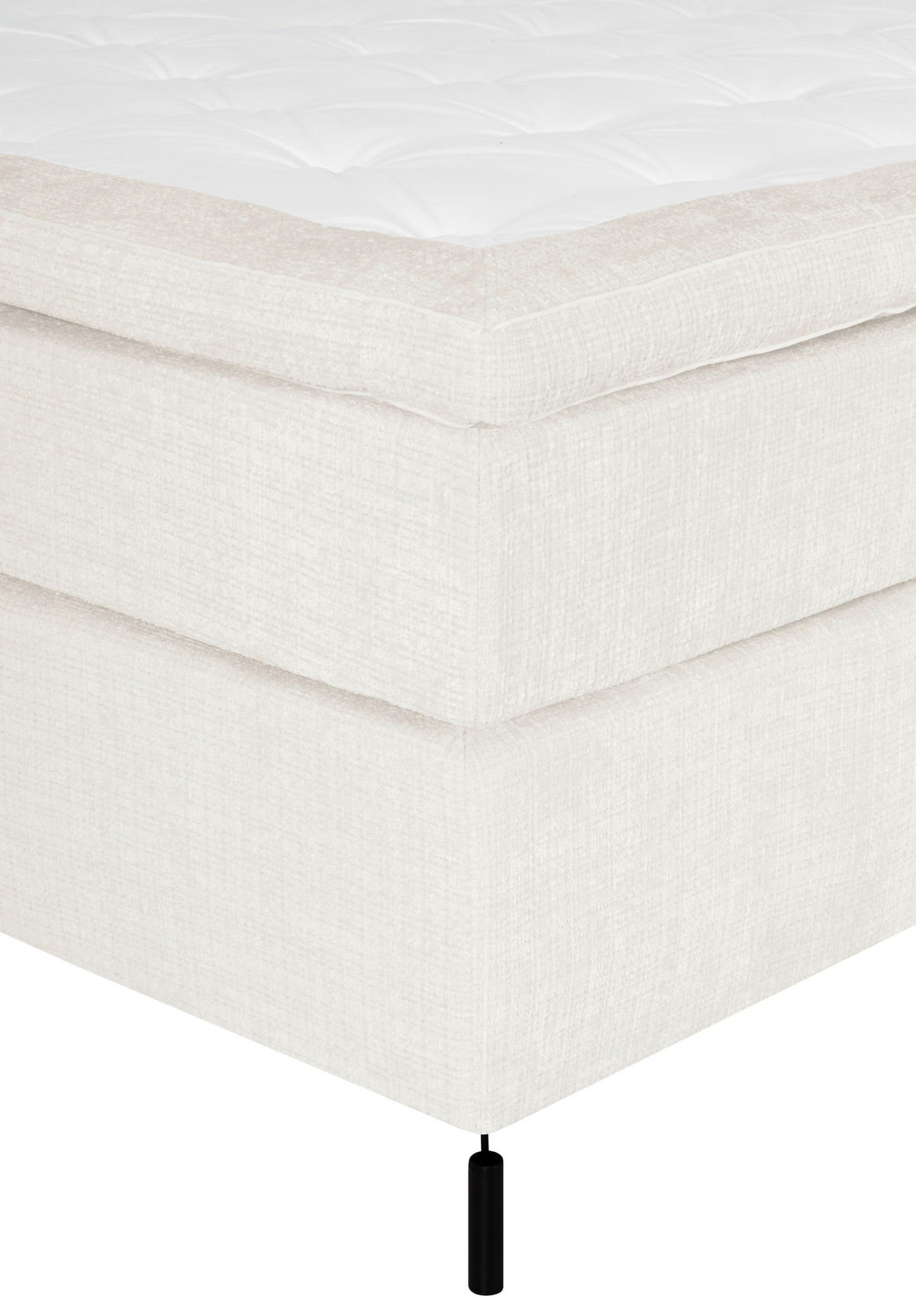 KONTINENTALSÄNG 160/200 cm  i vit  - vit/svart, Klassisk, metall/textil (160/200cm) - Novel