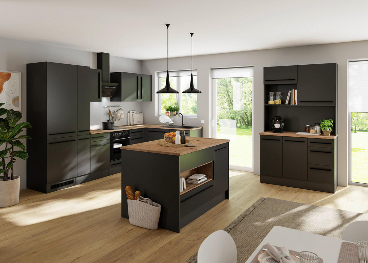 BUFFET 120/211/60 cm  in  - Eichefarben/Schwarz, LIFESTYLE, Holzwerkstoff/Kunststoff (120/211/60cm) - P & B