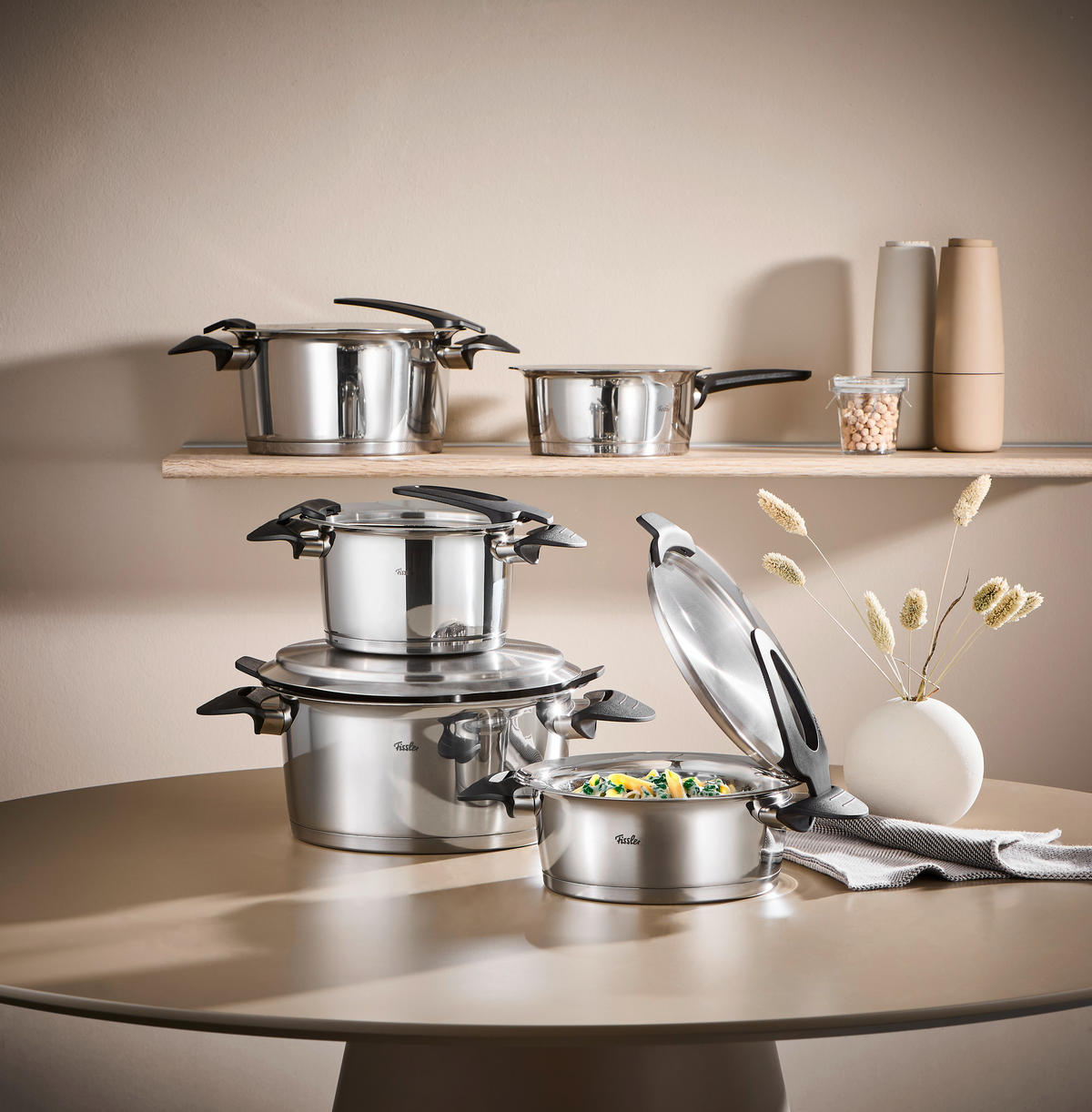 KOCHTOPFSET INTENSA 5-teilig  - Silberfarben, Basics, Metall - Fissler