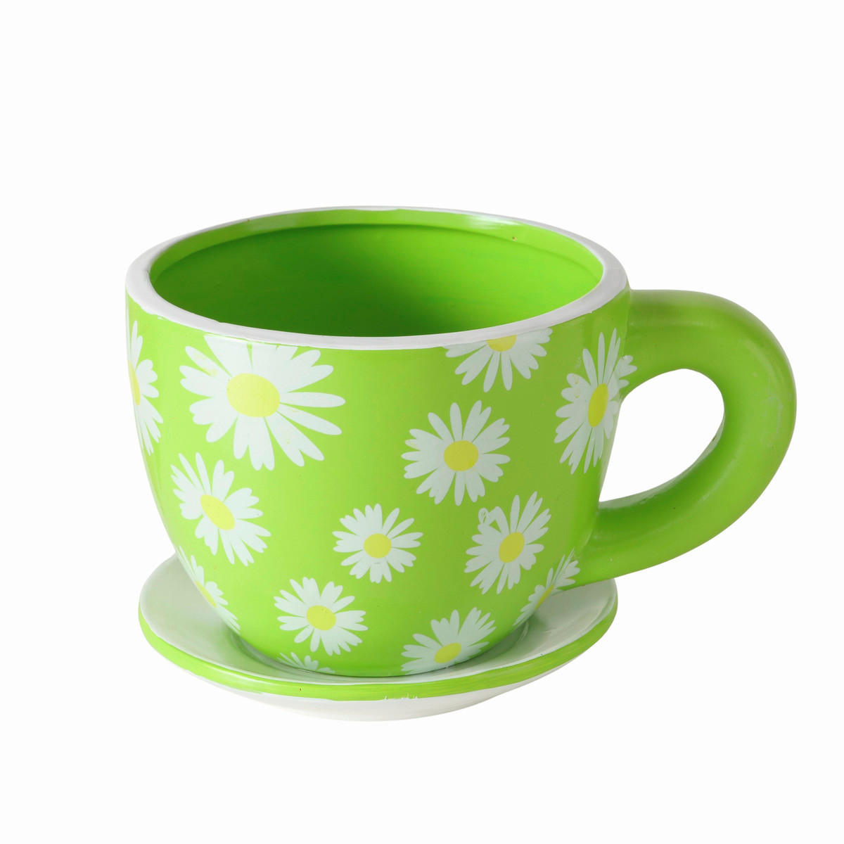 ÜBERTOPF  - Weiß/Grün, KONVENTIONELL, Keramik (16/12/10,2cm)