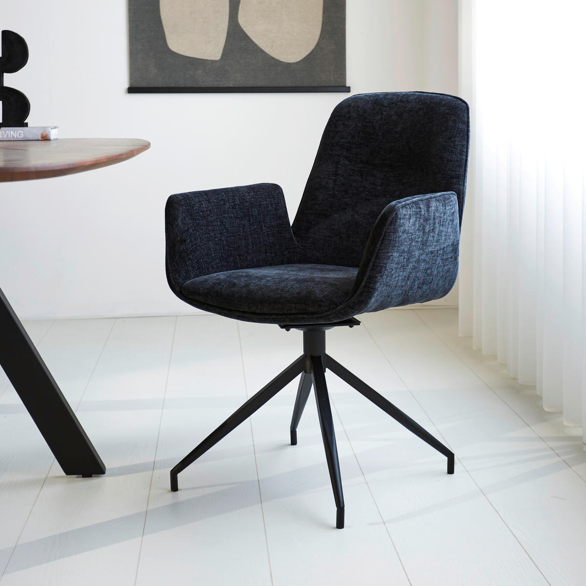 ŽIDLE S PODRUČKAMI, žinylka, černá - černá, Moderní, kov/textil (61/89/62cm) - MID.YOU