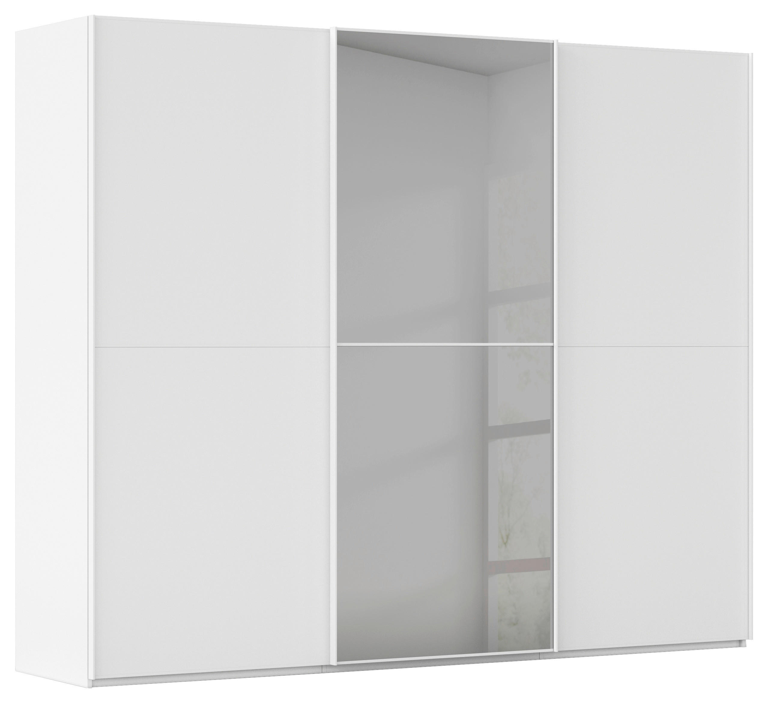 SCHWEBETÜRENSCHRANK 301/223/68 cm 3-türig Weiß  - Weiß, KONVENTIONELL, Glas/Holzwerkstoff (301/223/68cm) - Novel