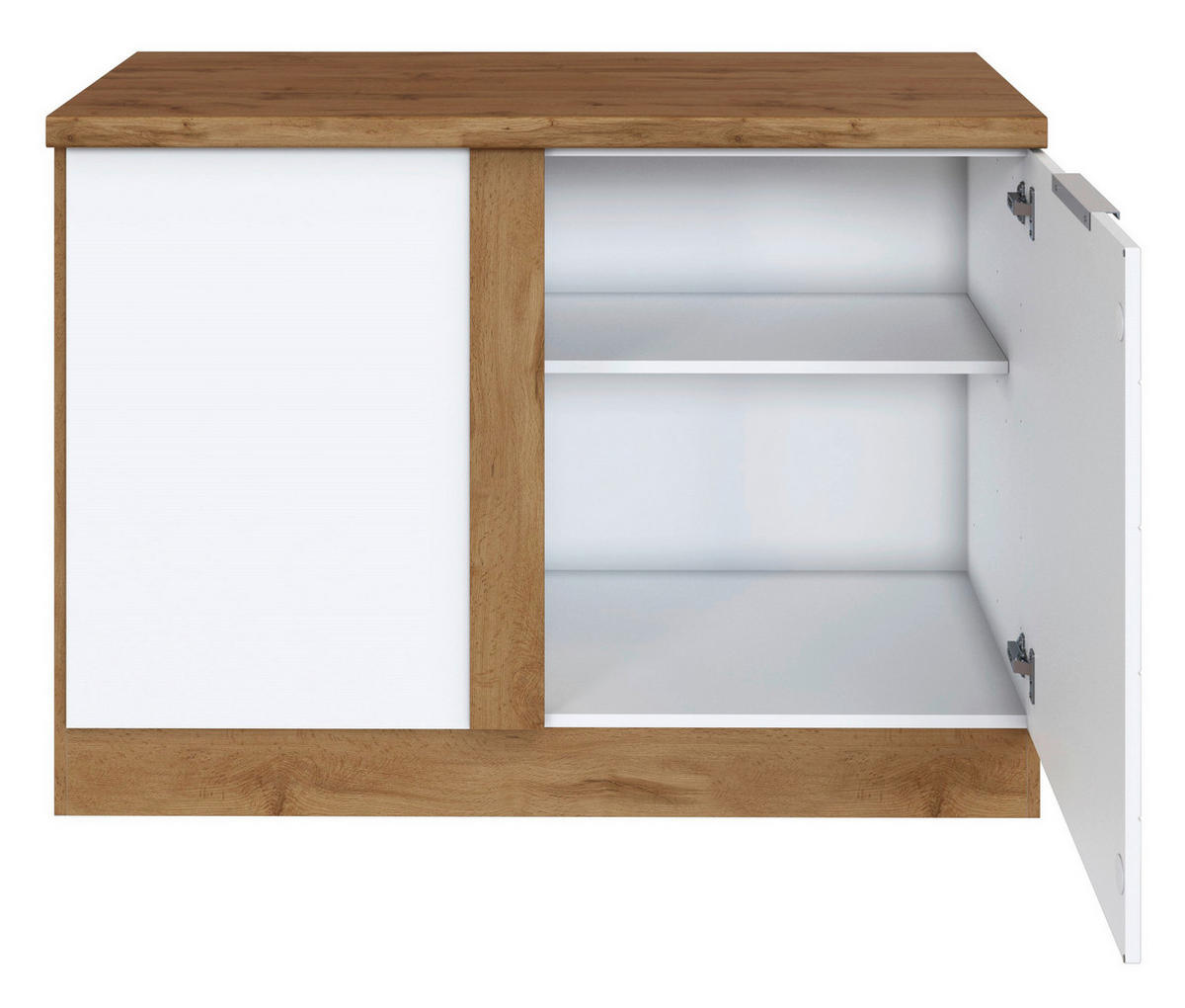 ECKUNTERSCHRANK 120/86/60 cm  - Weiss/Eiche Wotan, Design, Holzwerkstoff/Metall (120/86/60cm) - Held