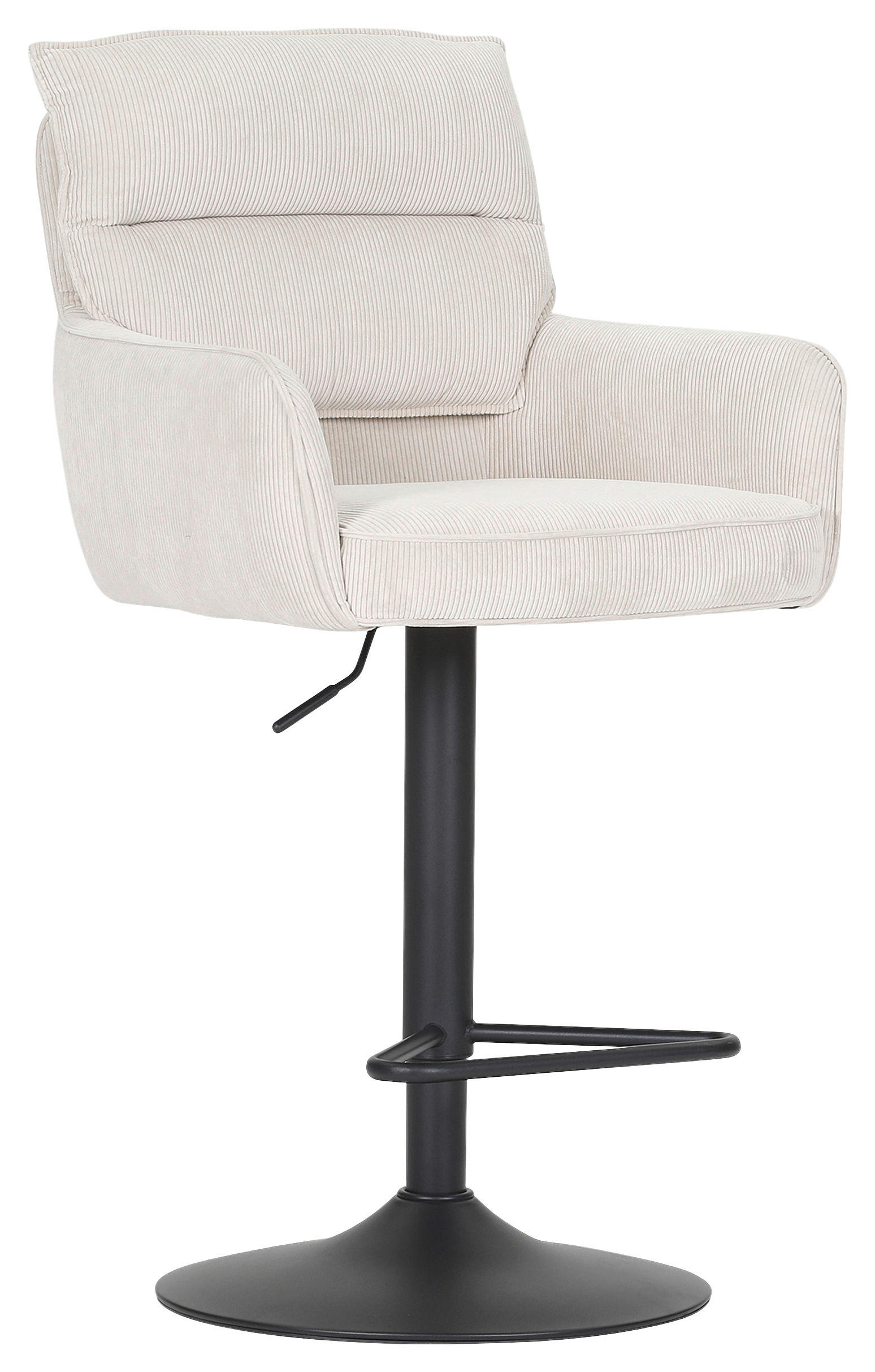 BARHOCKER Cord Beige Stoffauswahl, Sitzfläche 360° drehbar  - Beige/Schwarz, Design, Textil/Metall (54/98-120/58cm) - Novel