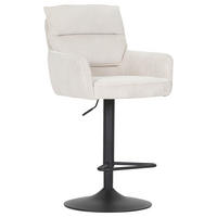 BARHOCKER Cord Beige Stoffauswahl, Sitzfläche 360° drehbar  - Beige/Schwarz, Design, Textil/Metall (54/98-120/58cm) - Novel