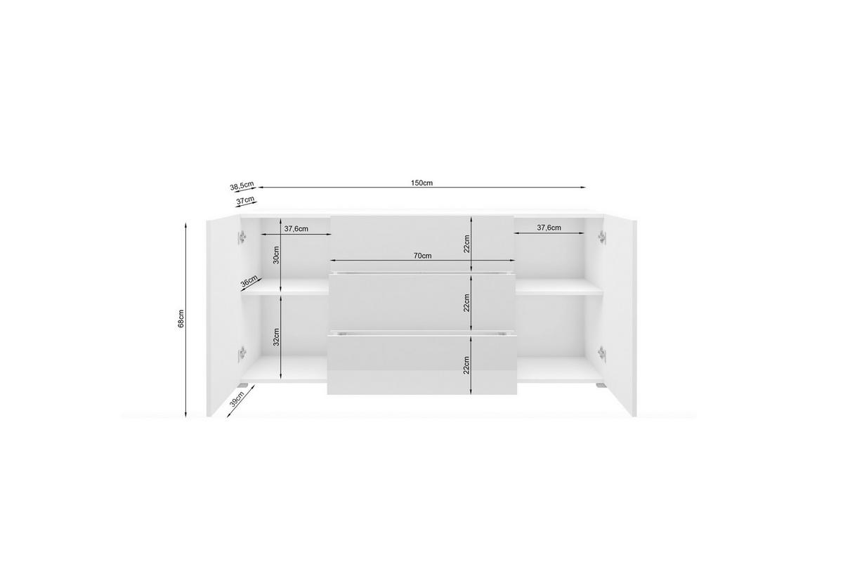 SIDEBOARD Berlin  in 150/68/38,5 cm  - Eiche Wotan/Weiß, Design, Holzwerkstoff/Kunststoff (150/68/38,5cm) - MID.YOU