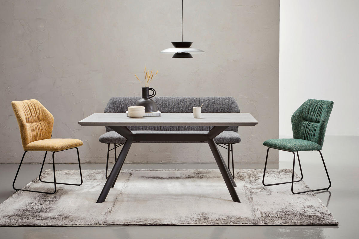 ESSTISCH in Metall, Holzwerkstoff 160/90/76 cm   - Hellgrau/Schwarz, Design, Holzwerkstoff/Metall (160/90/76cm) - Novel