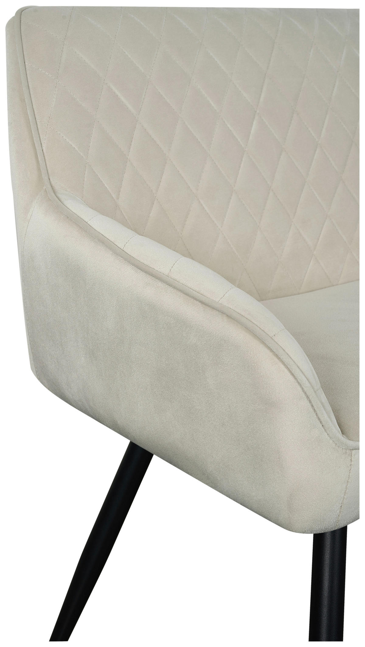 SITZBANK 163/83/63 cm Samt Beige, Schwarz  - Beige/Schwarz, Design, Textil/Metall (163/83/63cm) - Novel