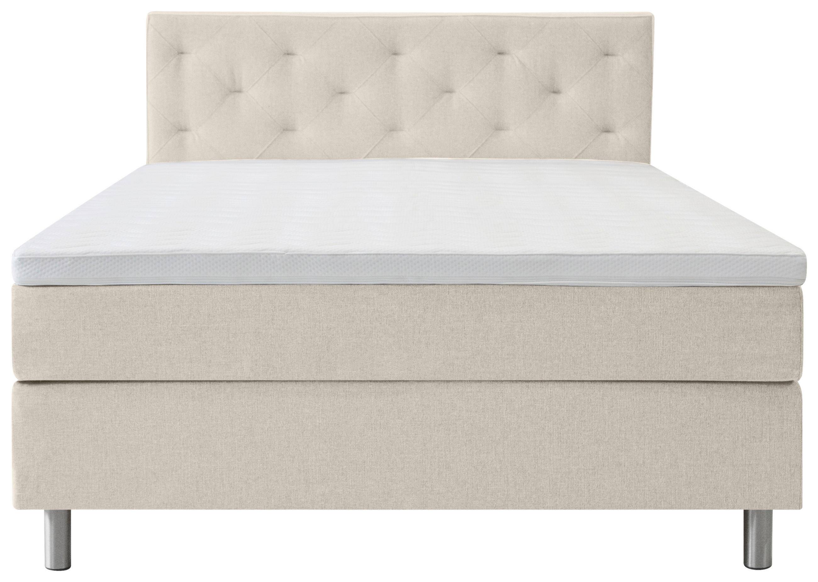 BOXSPRINGBETT 160/200 cm  in Beige  - Beige/Alufarben, KONVENTIONELL, Textil/Metall (160/200cm) - Welnova