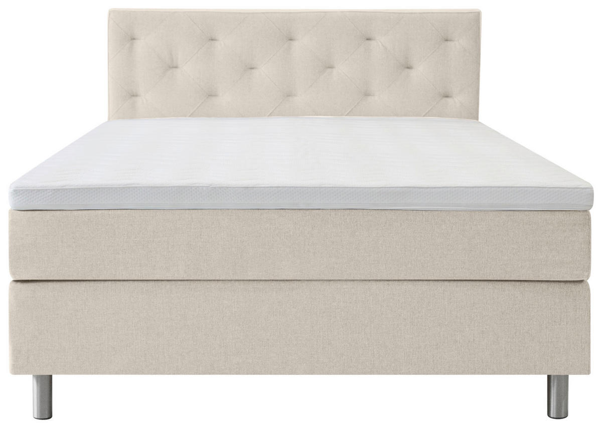 BOXSPRINGBETT 160/200 cm  in Beige  - Beige/Alufarben, Konventionell, Textil/Metall (160/200cm) - Welnova