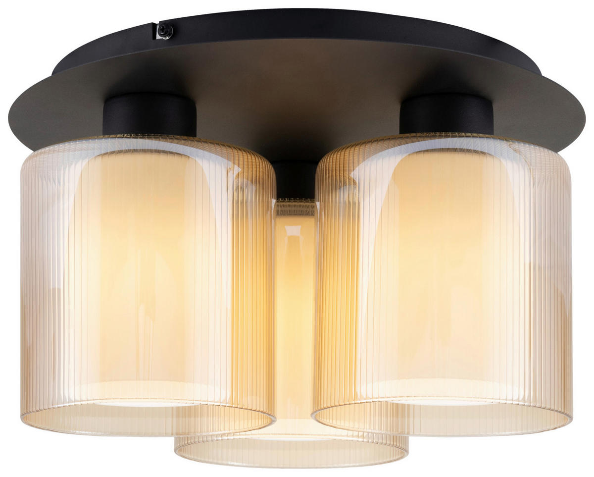 DECKENLEUCHTE 35/21 cm   - Bernsteinfarben, Design, Glas/Metall (35/21cm) - Collet's Monde