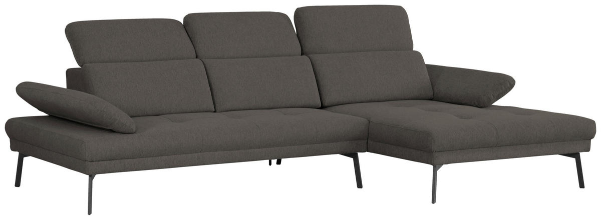 ECKSOFA Ottomane rechts, Eckteil  More_LZ Anthrazit Webstoff  - Anthrazit/Schwarz, Design, Textil/Metall (296/188cm) - Xora