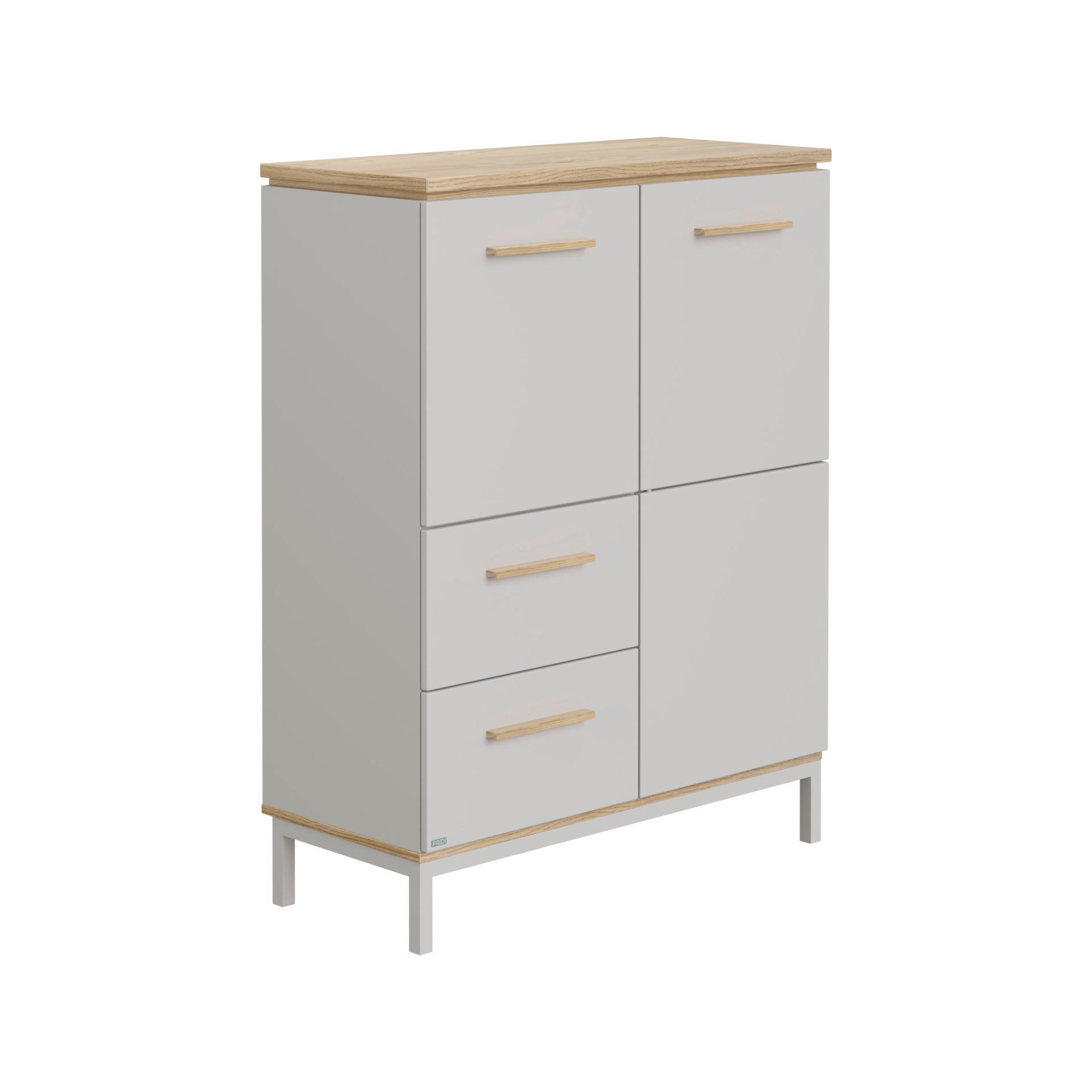 KOMMODE Benne, 90,9/117,4/39,6 cm, 2 Schublade(n)  - Eichefarben/Hellgrau, Design, Holz/Holzwerkstoff (90,9/117,4/39,6cm) - Paidi