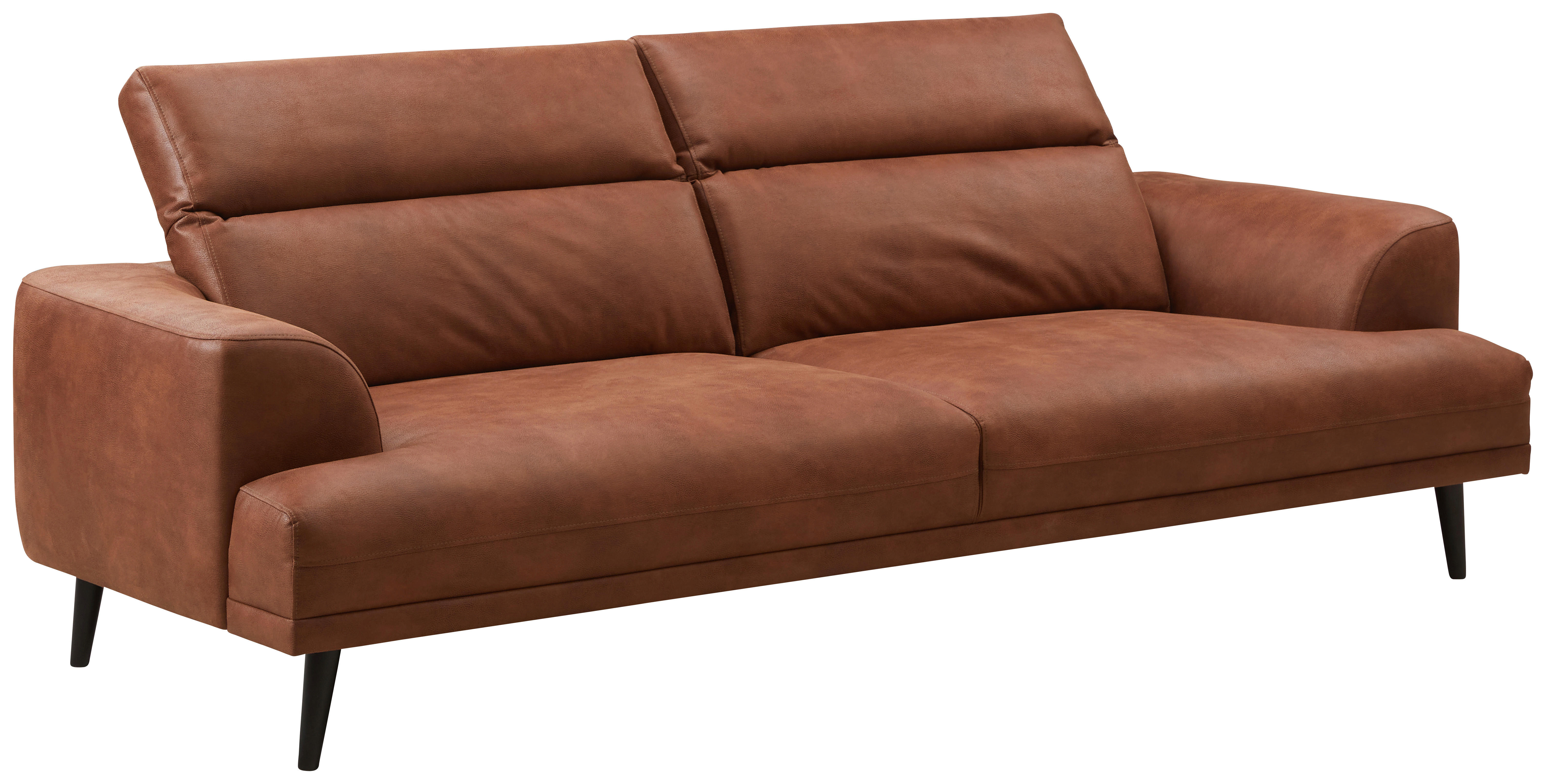 SOFFA in kombination läder/tyg brun  - brun/svart, Design, läder/trä (234/76/90/106cm) - Pure Home Comfort