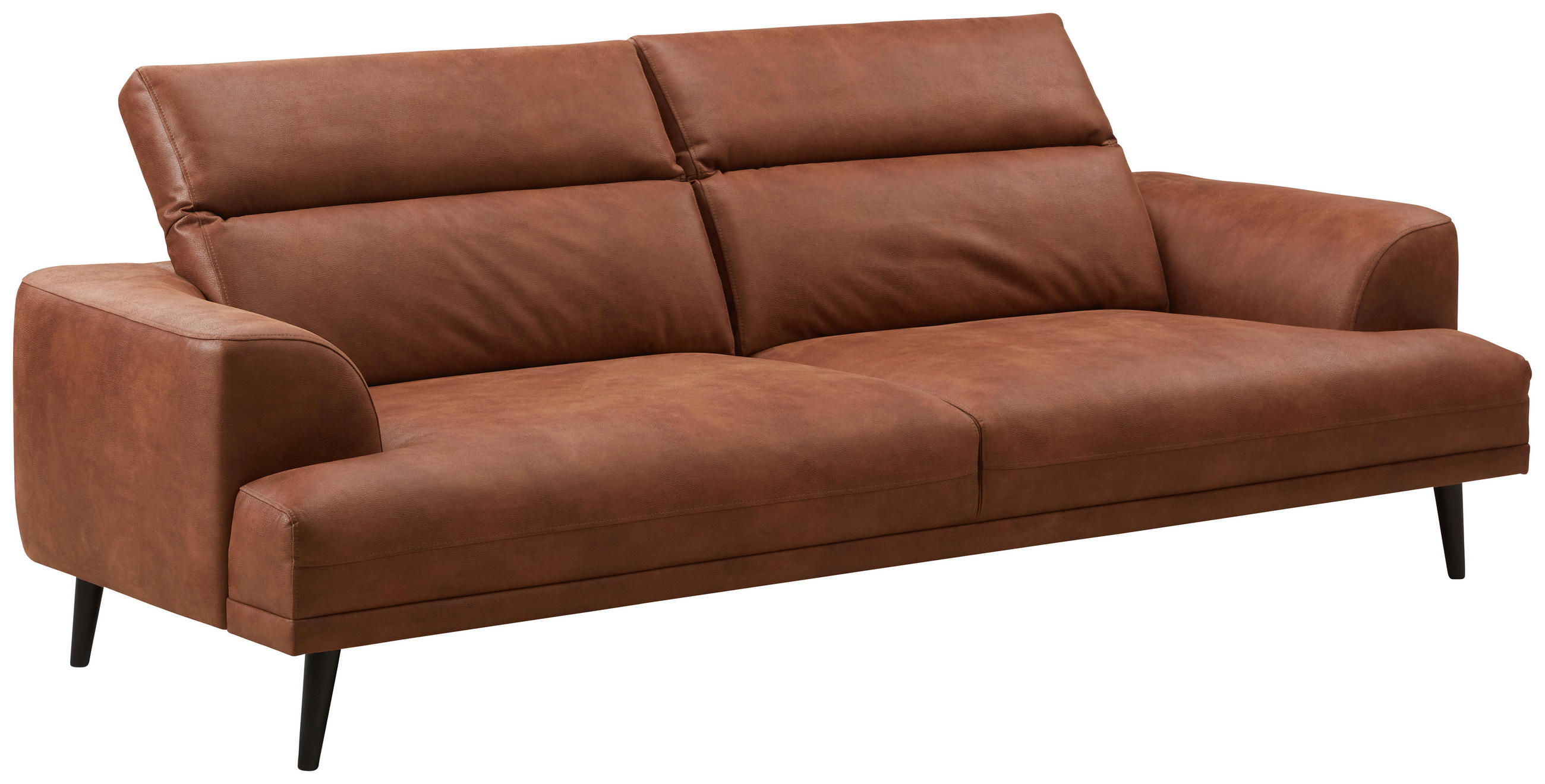 SOFFA in kombination läder/tyg brun - brun/svart, Design, läder/trä (234/76/90/106cm) - Pure Home Comfort