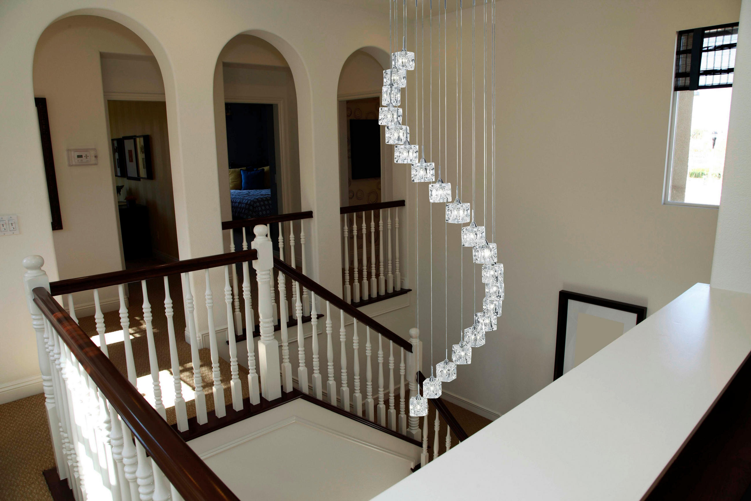LED-HÄNGELEUCHTE Ice Cube 45/45/180 cm   - Chromfarben, Design, Glas/Metall (45/45/180cm) - Searchlight