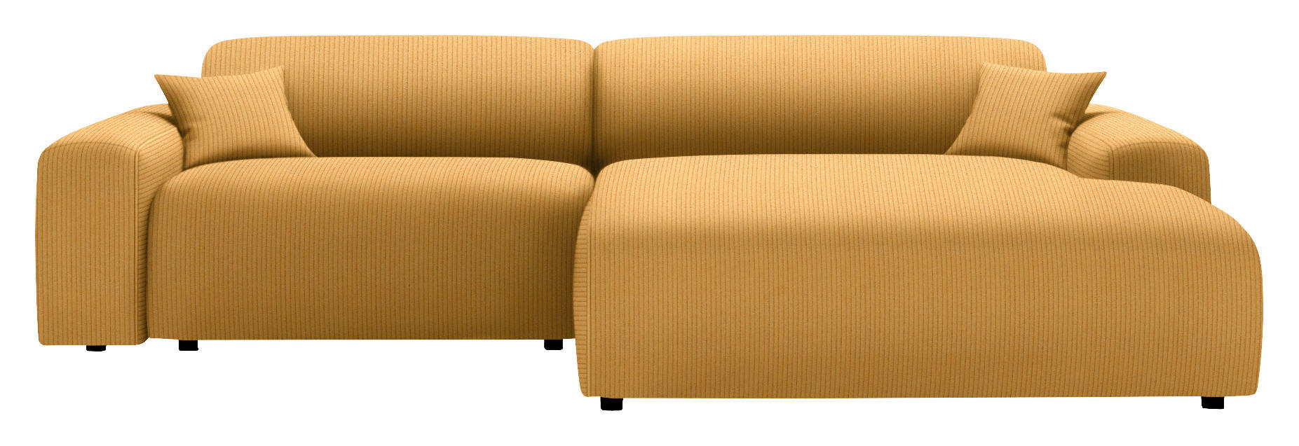 ECKSOFA in Velours, Feincord Gelb  - Gelb/Schwarz, Design, Kunststoff/Textil (292/178cm) - Livetastic