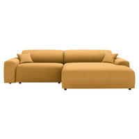 ECKSOFA in Velours, Feincord Gelb  - Gelb/Schwarz, Design, Kunststoff/Textil (292/178cm) - Livetastic