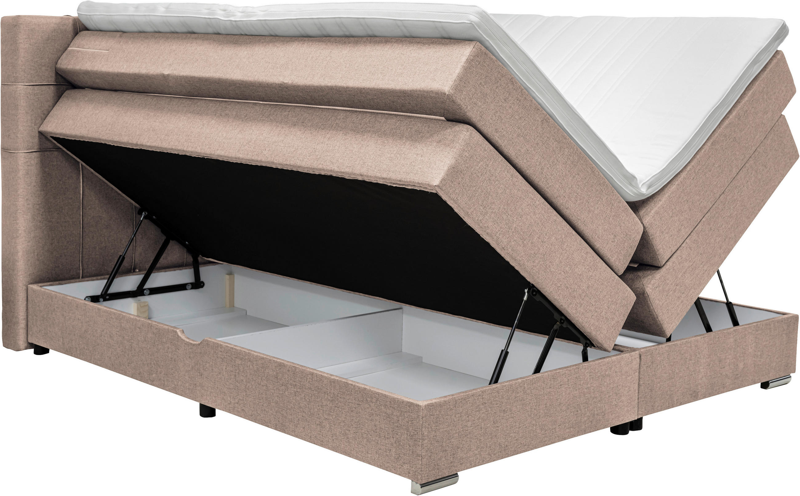 BOXSPRINGBETT 180/200 cm  in Hellbraun  - Hellbraun/Alufarben, KONVENTIONELL, Kunststoff/Textil (180/200cm) - Carryhome