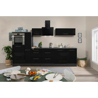 KÜCHENBLOCK 310 cm   in Schwarz, Eichefarben  - Edelstahlfarben/Eichefarben, Basics, Holzwerkstoff/Metall (310cm) - Respekta