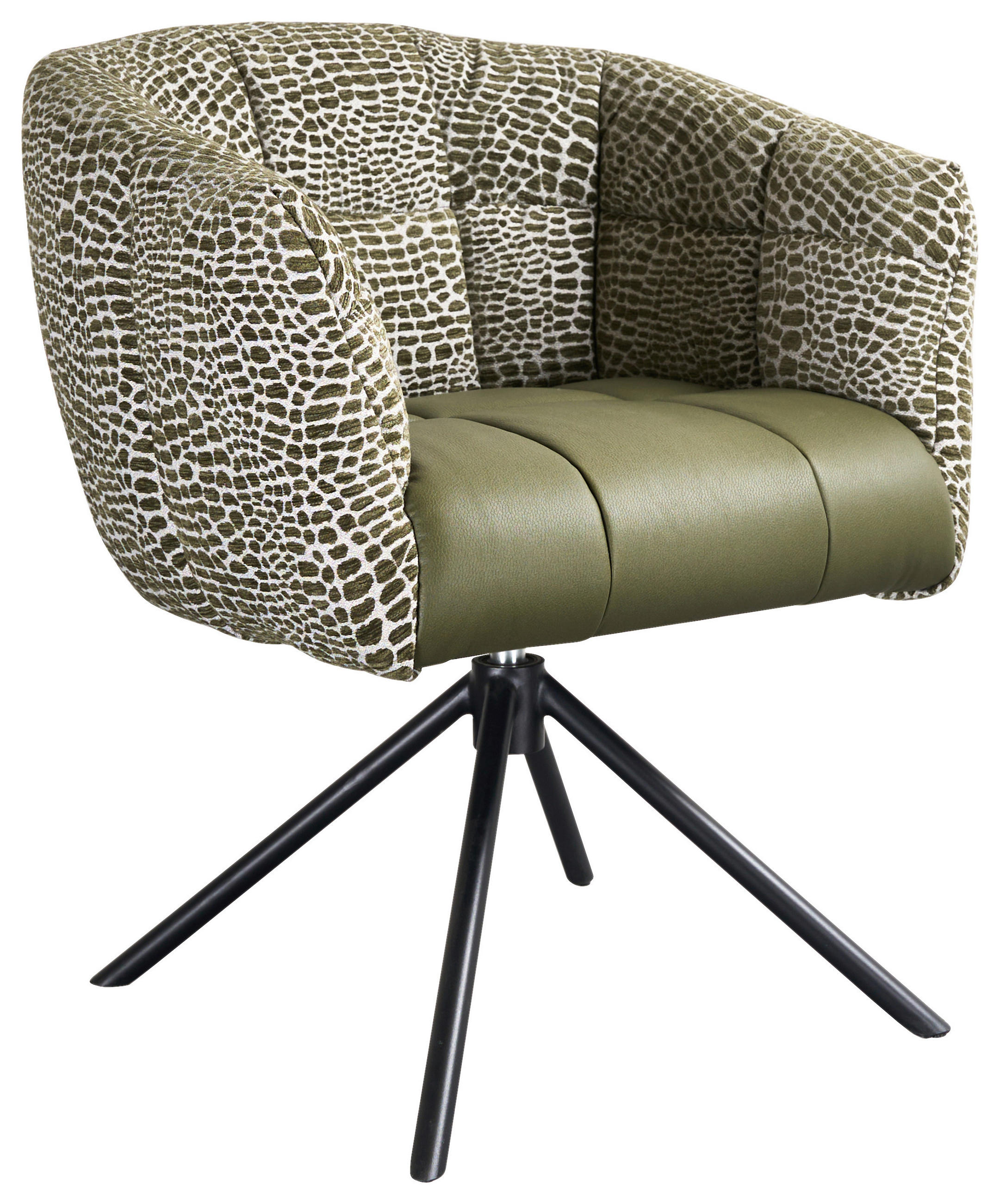 ARMLEHNSTUHL  Sitzfläche 360° drehbar Webstoff, Mikrofaser  - Schwarz/Grün, Design, Textil/Metall (67/80/65cm) - Novel