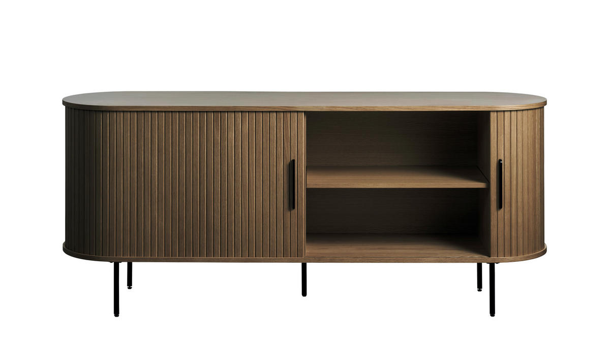 SIDEBOARD Schwarz, Eiche dunkel  180/76/45 cm  - Eiche dunkel/Schwarz, Trend, Holz/Holzwerkstoff (180/76/45cm) - Xora