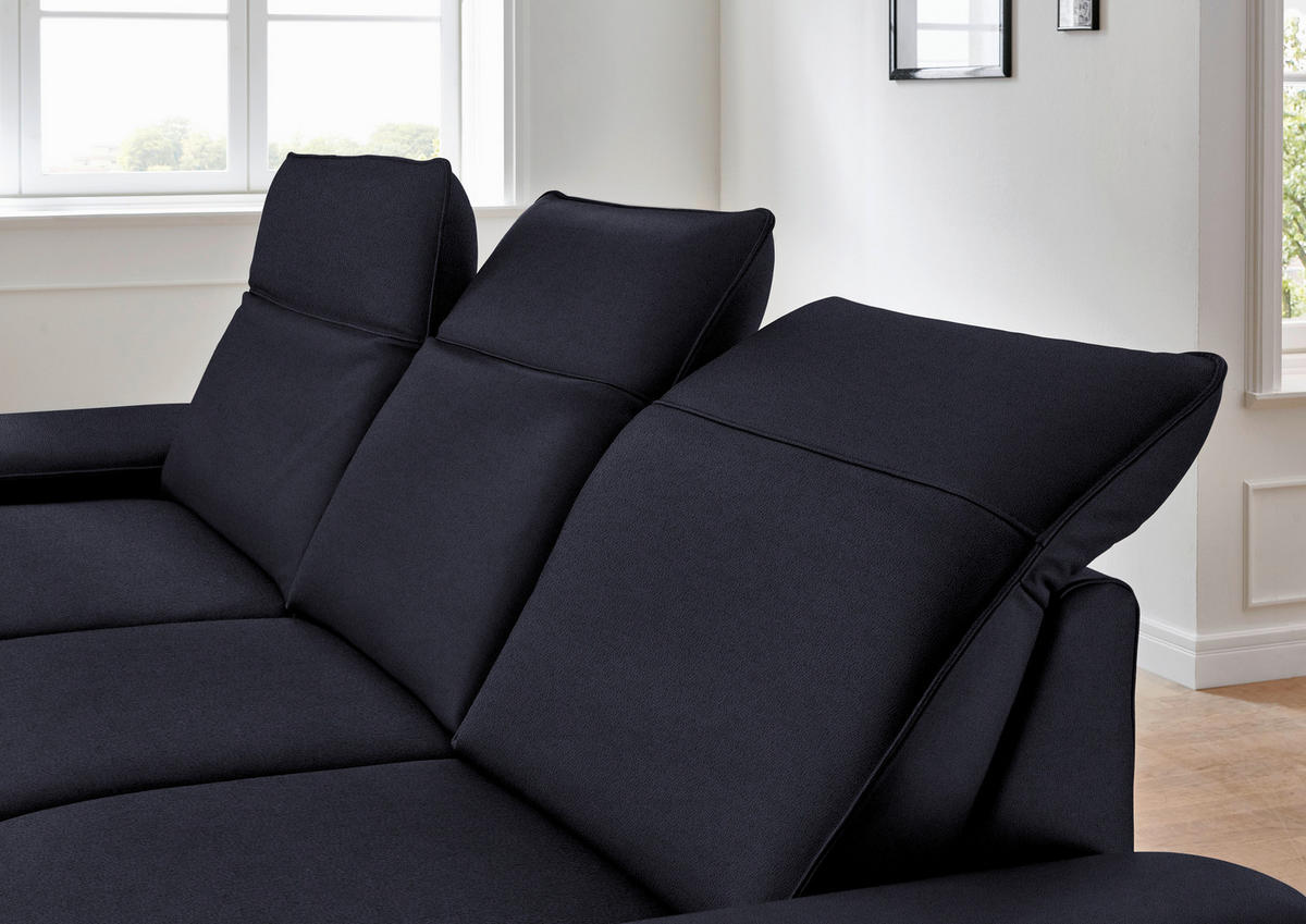ECKSOFA in Echtleder Schwarz  - Schwarz, Design, Leder/Metall (193/328cm) - Dieter Knoll
