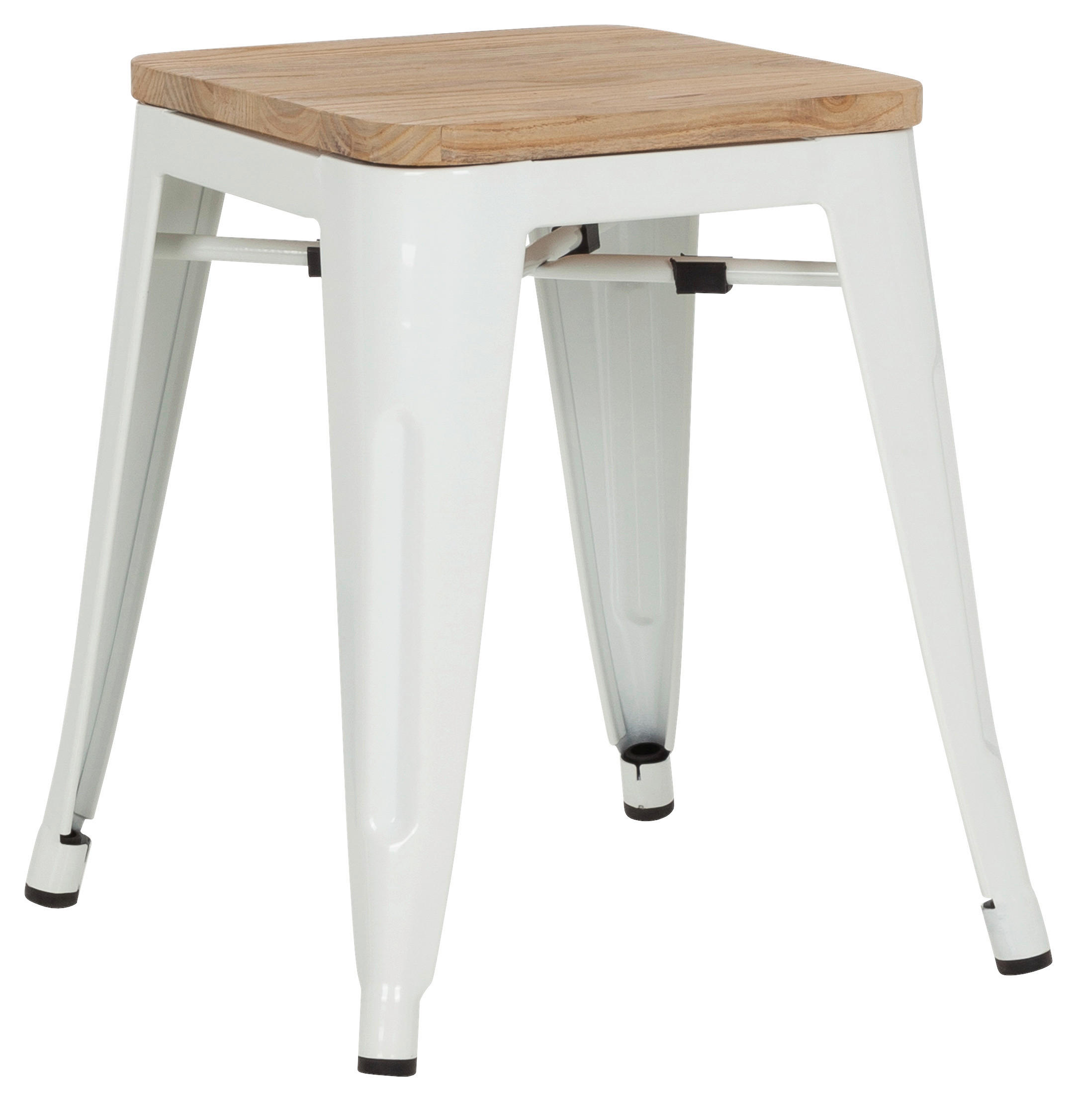 HOCKER Ulme Braun, Weiß  - Braun/Weiß, Basics, Holz/Metall (39/46/39cm) - MID.YOU