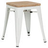 HOCKER Ulme Braun, Weiß  - Braun/Weiß, Basics, Holz/Metall (39/46/39cm) - MID.YOU