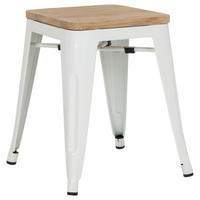 HOCKER Ulme Braun, Weiß  - Braun/Weiß, Basics, Holz/Metall (39/46/39cm) - MID.YOU