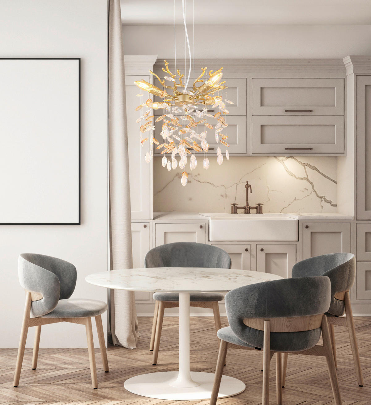 Candelabru 40/120 cm    - străveziu/auriu, Basics, sticlă/metal (40/120cm)