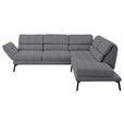 ECKSOFA  in Flachgewebe Grau  256-363/212-253 cm  - Schwarz/Grau, Design, Textil/Metall (256-363/212-253cm) - Dieter Knoll