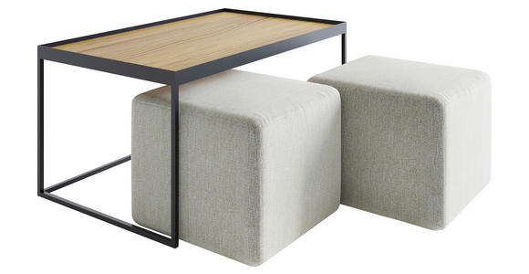 COUCHTISCHSET in Holz 100/60/39 cm  - Eichefarben/Hellgrau, Design, Holz/Textil (100/60/39cm) - Novel