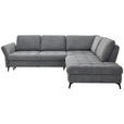 ECKSOFA Grau Chenille  - Schwarz/Grau, Natur, Textil/Metall (288/233cm) - Valnatura