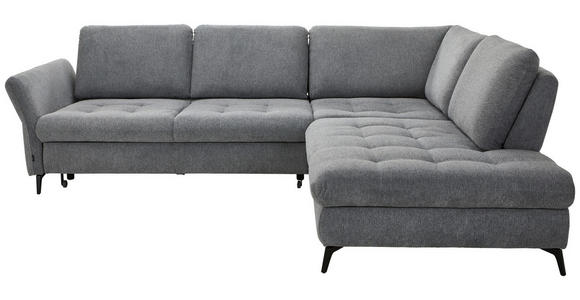 ECKSOFA in Chenille Grau  - Schwarz/Grau, Natur, Textil/Metall (288/233cm) - Valnatura