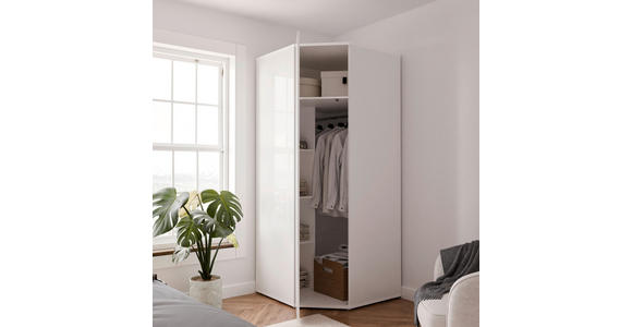 ECKKLEIDERSCHRANK 92/214/92 cm Weiß, Weiß Hochglanz  - Weiß Hochglanz/Weiß, Trend, Holzwerkstoff (92/214/92cm) - Carryhome