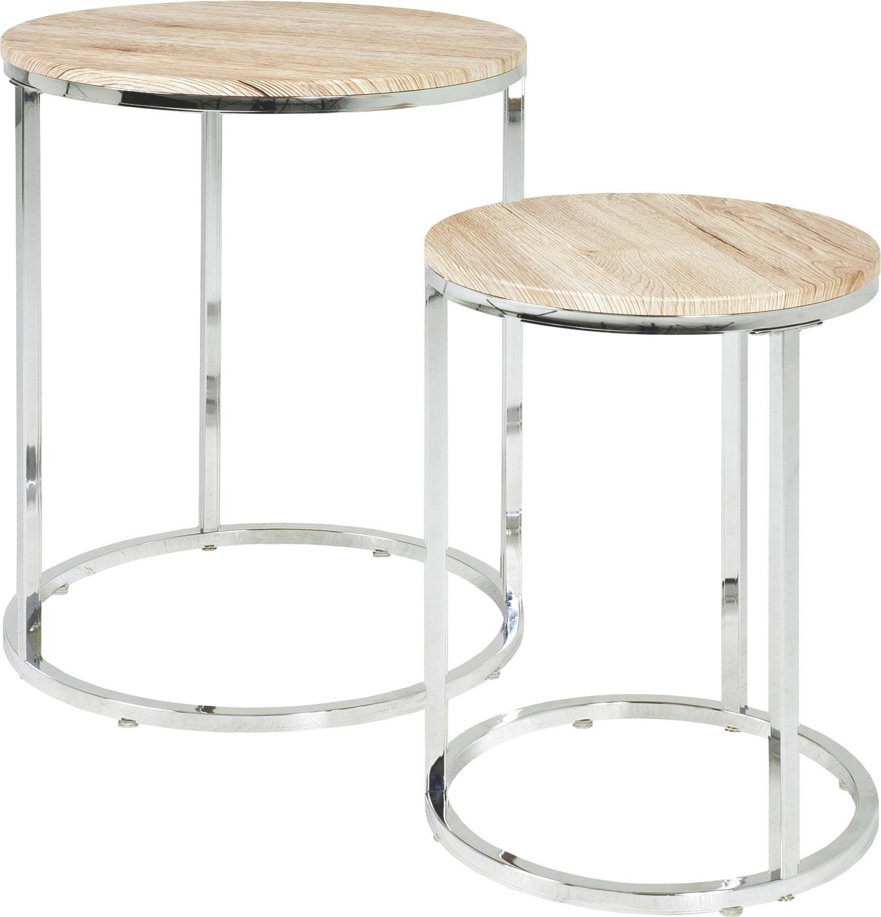 Beistelltisch in Metall, Holzwerkstoff