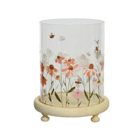 TEELICHTHALTER  - Transparent/Braun, KONVENTIONELL, Glas/Holz (14,00/14,00/21,00cm)