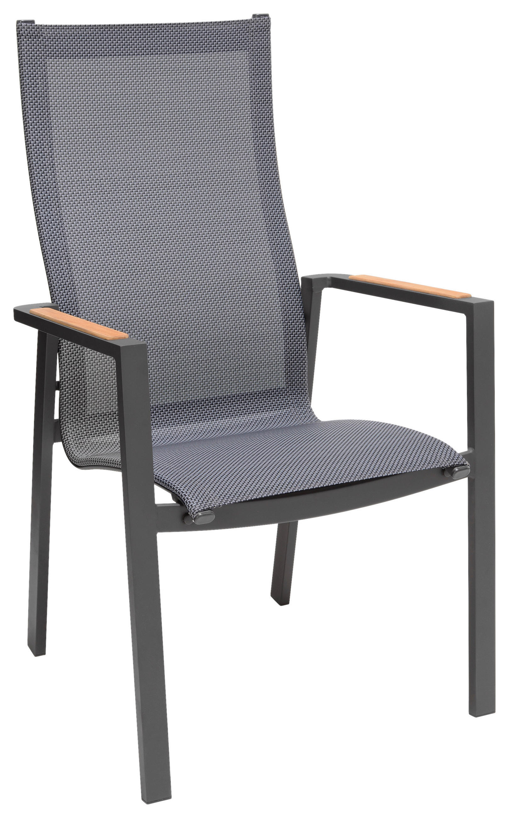 STAPELSESSEL Teakholz Aluminium Anthrazit, Dunkelgrau, Teakfarben  - Dunkelgrau/Anthrazit, Design, Holz/Textil (63/108/65cm) - Amatio