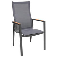 STAPELSESSEL Teakholz Aluminium Anthrazit, Dunkelgrau, Teakfarben  - Dunkelgrau/Anthrazit, Design, Holz/Textil (63/108/65cm) - Amatio