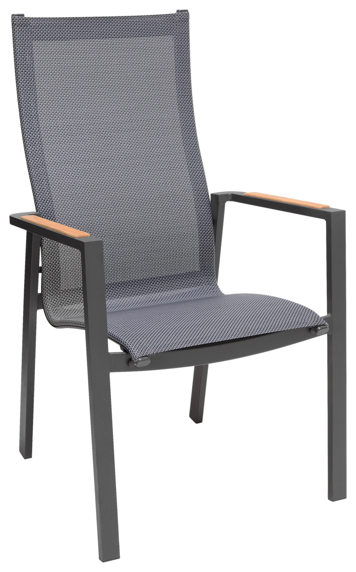 STAPELSESSEL Teakholz Aluminium Anthrazit, Dunkelgrau, Teakfarben  - Dunkelgrau/Anthrazit, Design, Holz/Textil (63/108/65cm) - Amatio