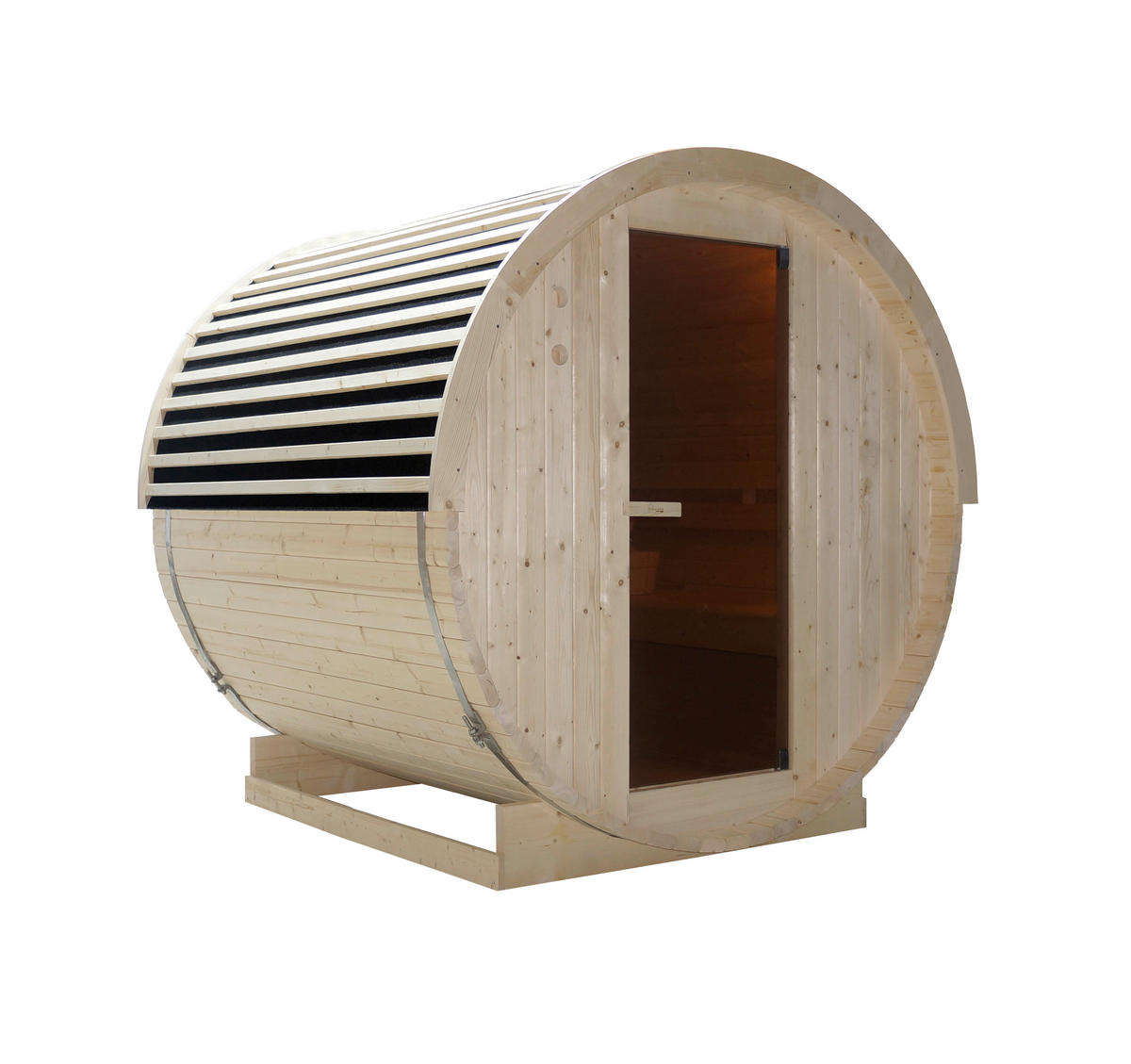 SAUNA für 4 Personen Nyborg  - Naturfarben, KONVENTIONELL, Glas/Holz (204,9/194,9/194,2cm)
